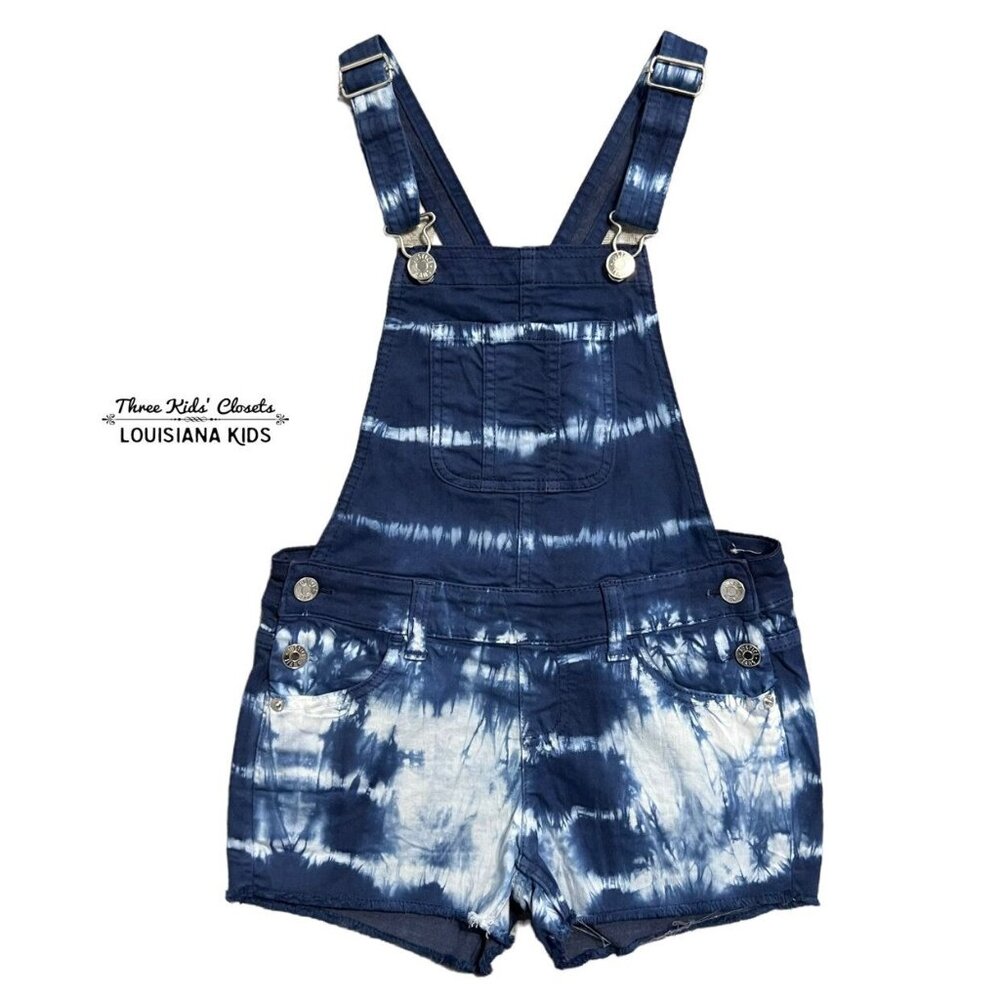 Justice Sz 10 Blue Tie Dye Shortall Overalls